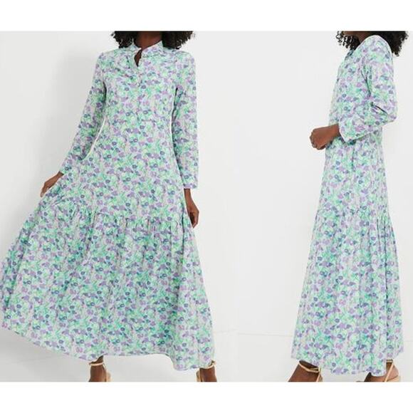 Hyacinth House Tuckernuck Blue Multi Floral Bellflower Maxi Dress Size XXS - Picture 2 of 16